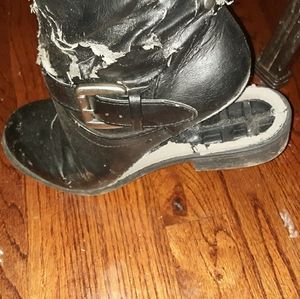 Tall black vegan biker boots 8-1/2.